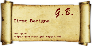 Girst Benigna névjegykártya